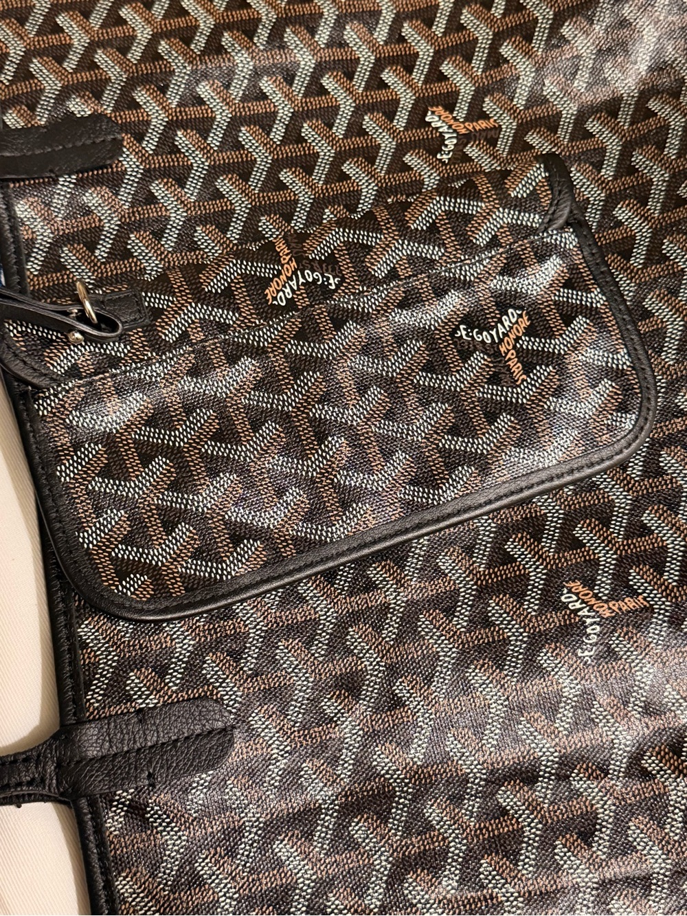 Goyard Saint Louis GM tote in Black and Brown Goyard Canvas - Picture 6 of 16